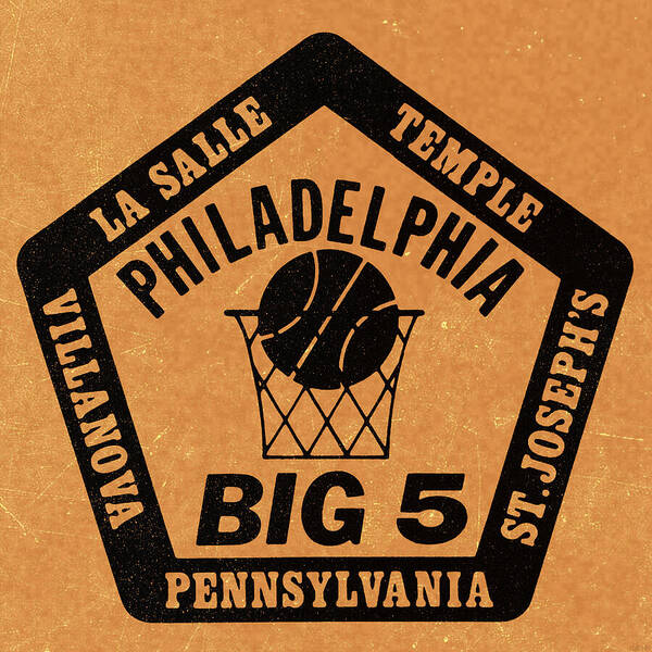 1983 Art Print featuring the mixed media 1983 Philadelphia Big 5 College Basketball Art by Row One Brand