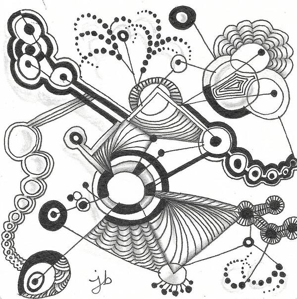 Zentangle Art Print featuring the drawing Untitled 1 by Jan Steinle
