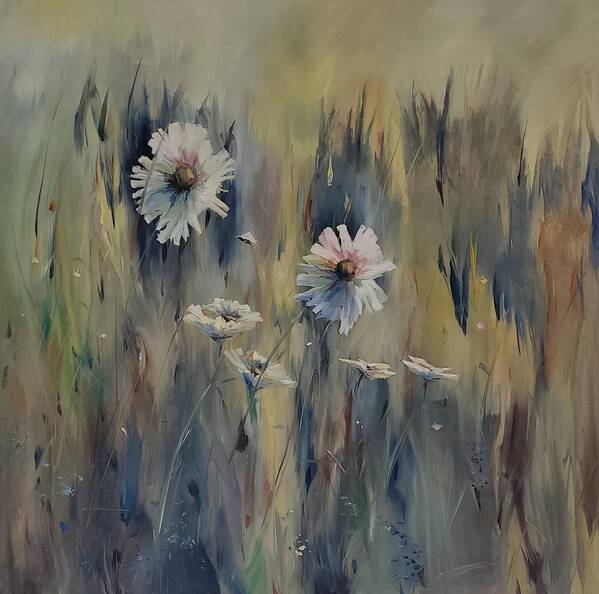 Wildflowers Art Print featuring the painting Wild Daisies #1 by Sheila Romard