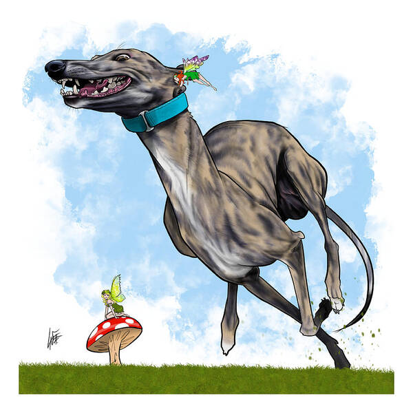 6448 Art Print featuring the drawing 6448 Rhoades by Canine Caricatures By John LaFree