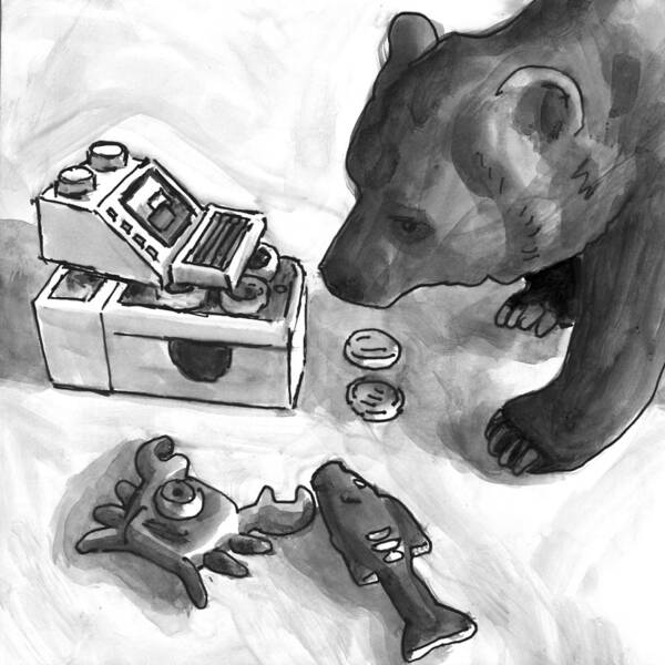 India Ink Art Print featuring the painting A bear market by Tim Murphy