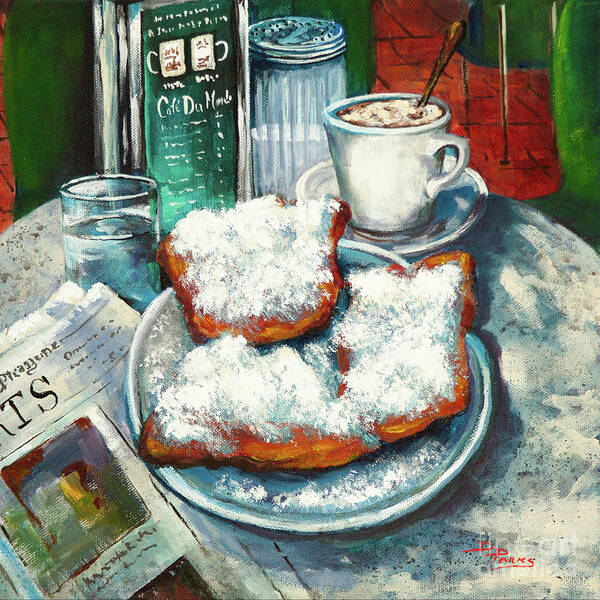 New Orleans Food Art Print featuring the painting A Beignet Morning by Dianne Parks
