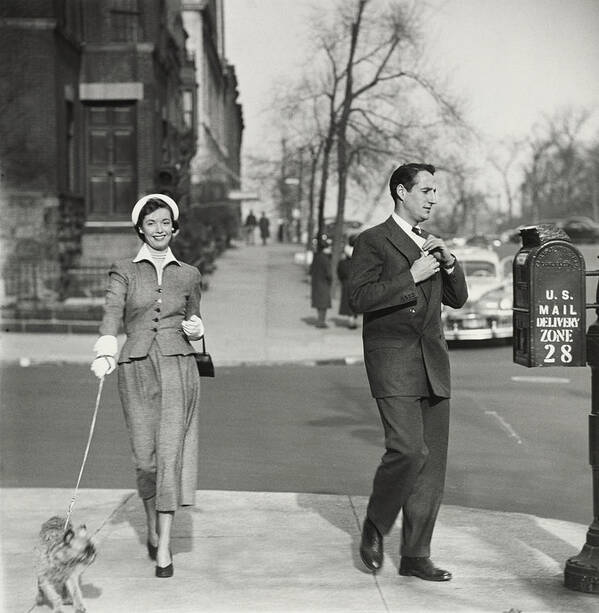 Couple Art Print featuring the photograph A Couple Mailing A Letter In New York City by Frances McLaughlin-Gill