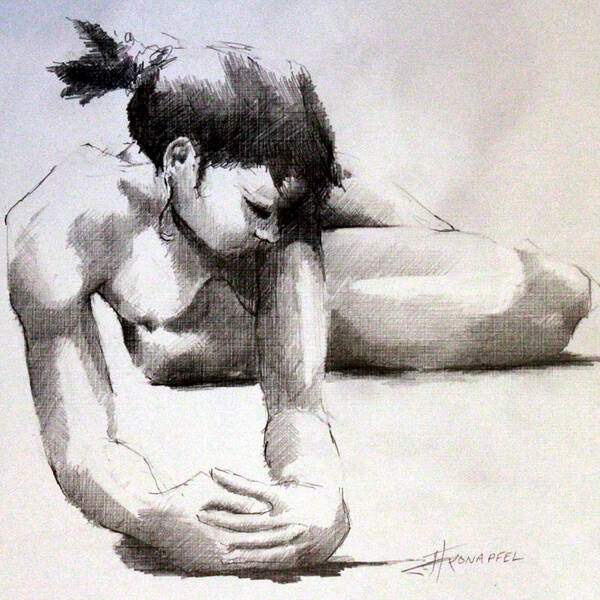 Figure Art Print featuring the drawing A Moment of Solitude by Jim Fronapfel