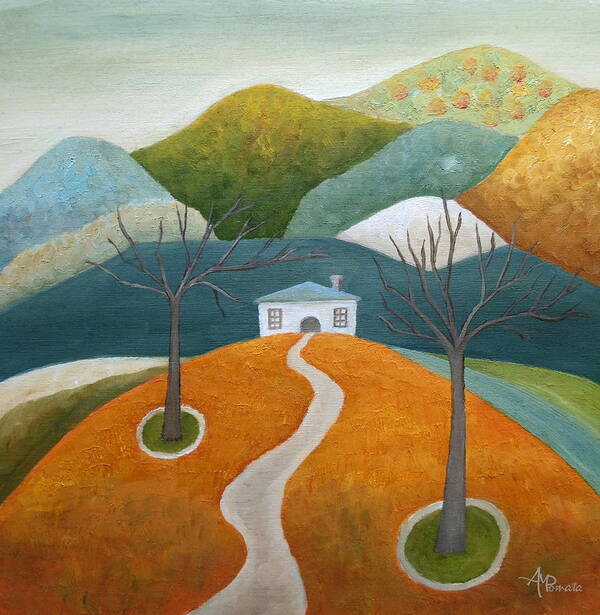 Village Art Print featuring the painting A Place For Respite by Angeles M Pomata