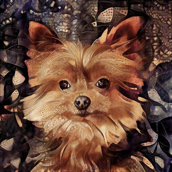 Yorkie Dog Art Print featuring the digital art A Yorkie Named Pepper by Peggy Collins