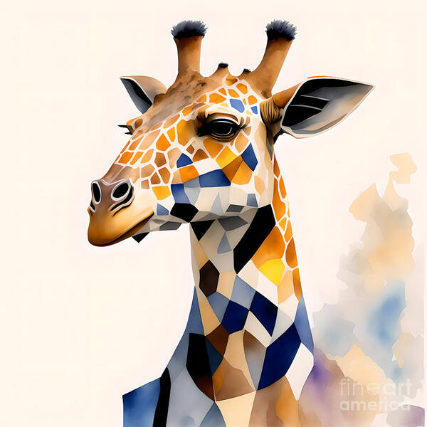 Animals Art Print featuring the photograph Abstract Giraffe Portrait - 5 by Philip Preston