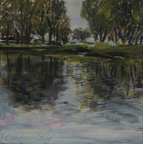 Landscape Art Print featuring the painting Across the Water by Helen Campbell