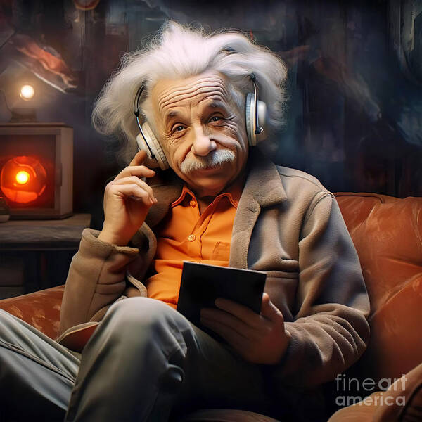 Albert Einstein Art Print featuring the digital art Albert Einstein Funny 3 by Mark Ashkenazi