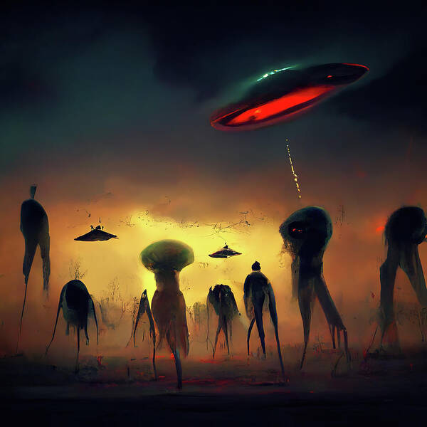 Alien Art Print featuring the digital art Alien Invasion 05 by Matthias Hauser