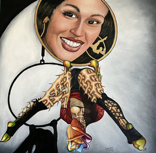 Aerial Artist Art Print featuring the painting AmyG The Queen of the Ring by O Yemi Tubi