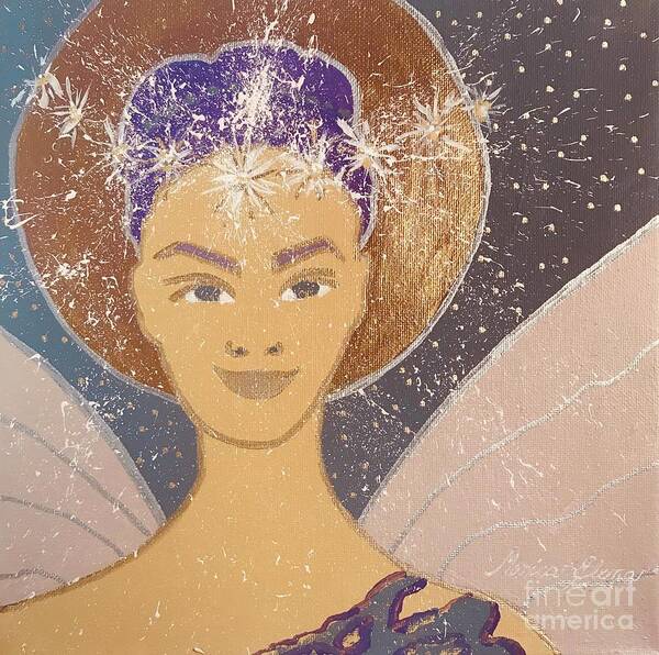 Angel Art Print featuring the painting Angel Barbara by Monica Elena