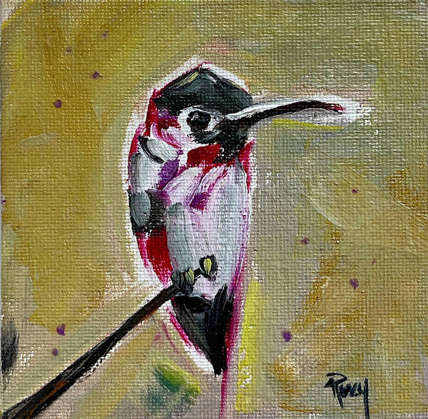 Hummingbird Art Print featuring the painting Annas Hummingbird by Roxy Rich