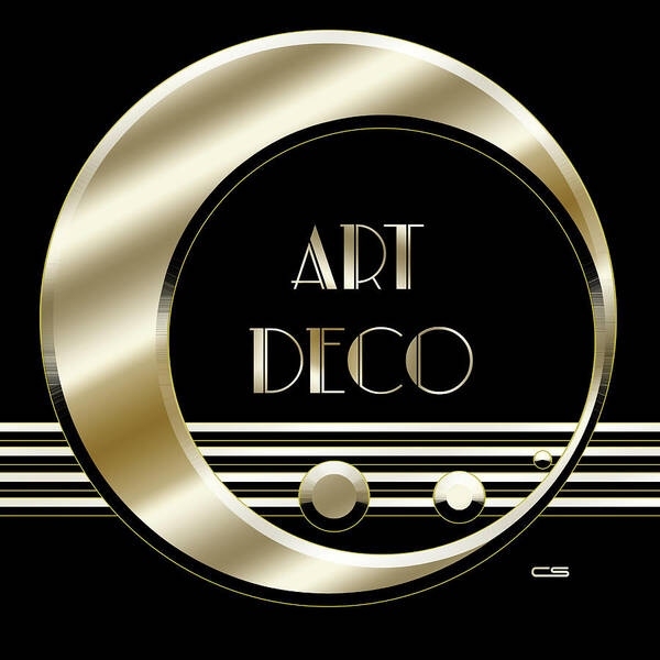 Artdeco Logo Gold Art Print featuring the digital art Art Deco Logo - Black and Gold by Chuck Staley