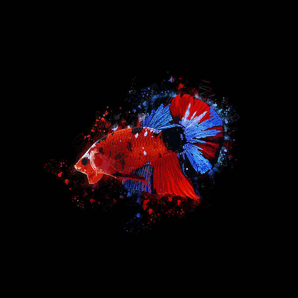 Artistic Art Print featuring the digital art Artistic Red Koi Betta Fish by Sambel Pedes