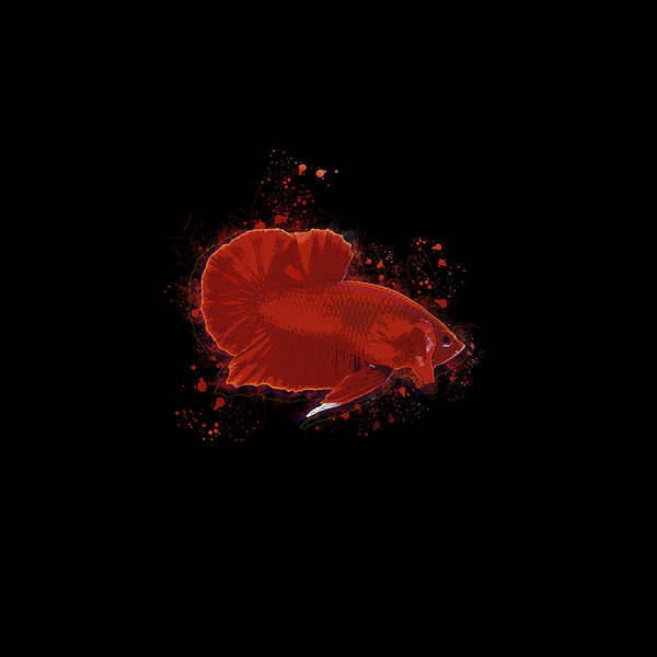 Artistic Art Print featuring the digital art Artistic Super Red Betta Fish by Sambel Pedes