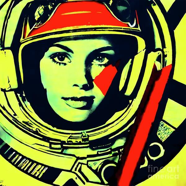 Worn Street Ads Art Print featuring the painting Astronaut girl graffiti street art aesthetic by Cicero Spin