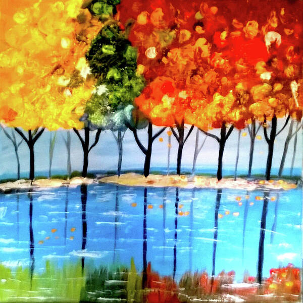 Autmn Art Print featuring the painting Automne a cote du lac by Rusty Gladdish