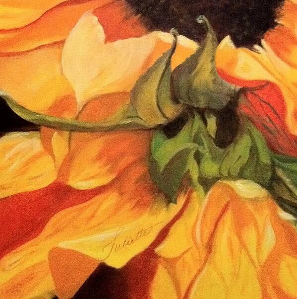 Sunflower Art Print featuring the painting Autumn memory by Juliette Becker
