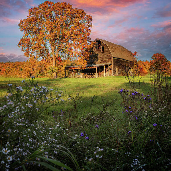 Maine Art Print featuring the photograph Autumn Sunset by the Barn by Rick Berk