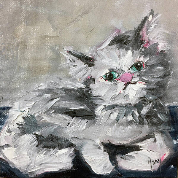 Pet Art Print featuring the painting Babe Persian Cat by Roxy Rich