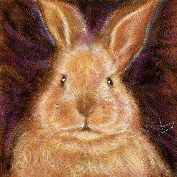 Digital Painting Art Print featuring the digital art Baby Bunny by Remy Francis
