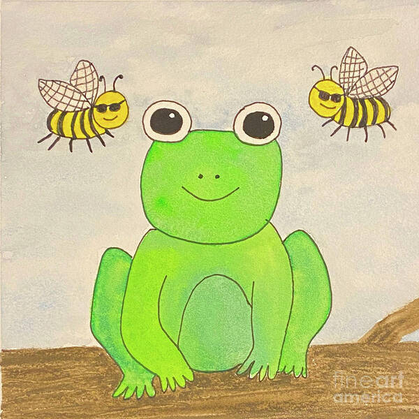 Frog Art Print featuring the mixed media Be Hoppy by Lisa Neuman