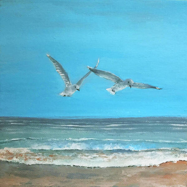  Art Print featuring the painting Beach Buddies by Linda Bailey