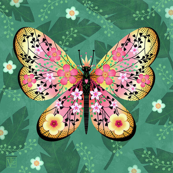 Butterfly Art Print featuring the digital art Beautiful Butterfly Blessing by Valerie Drake Lesiak