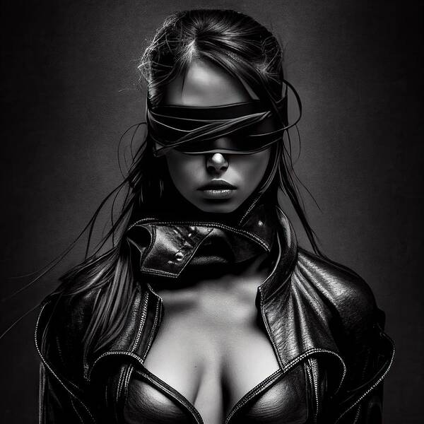 Beauty Art Print featuring the digital art Beauty in Leather No.4 by My Head Cinema