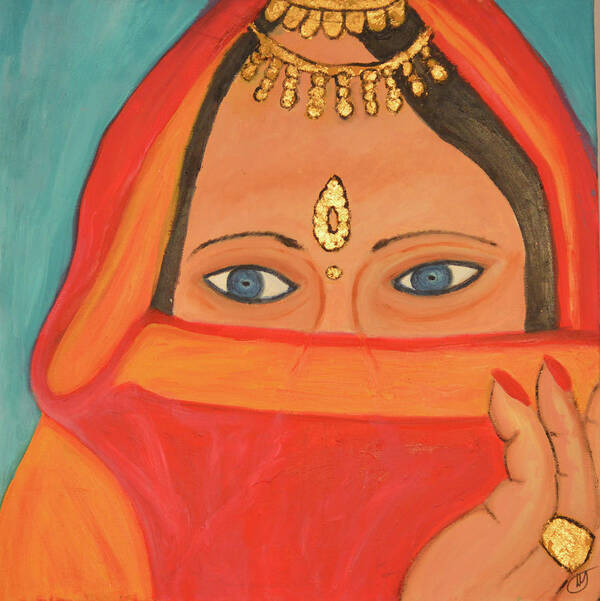 Women Art Print featuring the painting Behind the Veil by Anita Hummel