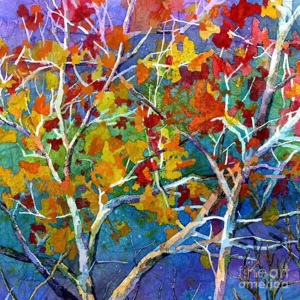 Trees Art Print featuring the painting Beyond the Woods - Orange by Hailey E Herrera