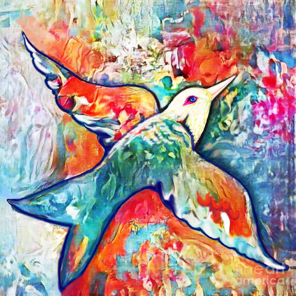 American Art Art Print featuring the digital art Bird Flying Solo 011 by Stacey Mayer