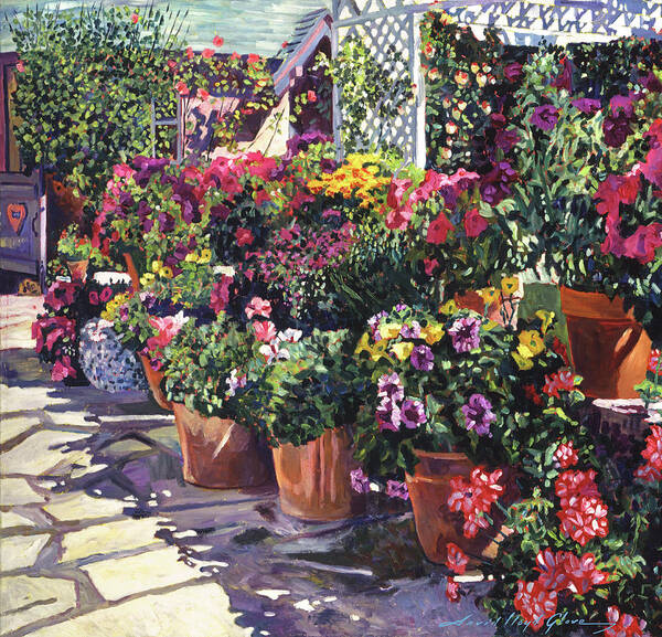 Garden Art Print featuring the painting Blooming Flower Pots by David Lloyd Glover