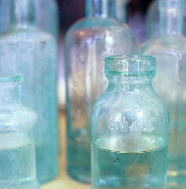 Bottles Art Print featuring the photograph Blue Bottles by Nickleen Mosher