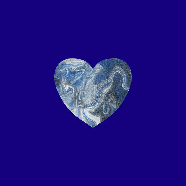 Stone Heart Art Print featuring the painting Blue Gray Marble Heart Watercolor by Irina Sztukowski