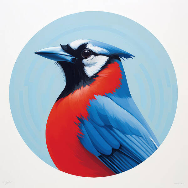 Blue Jay Art Print featuring the painting Blue Jay Paintings by Lourry Legarde