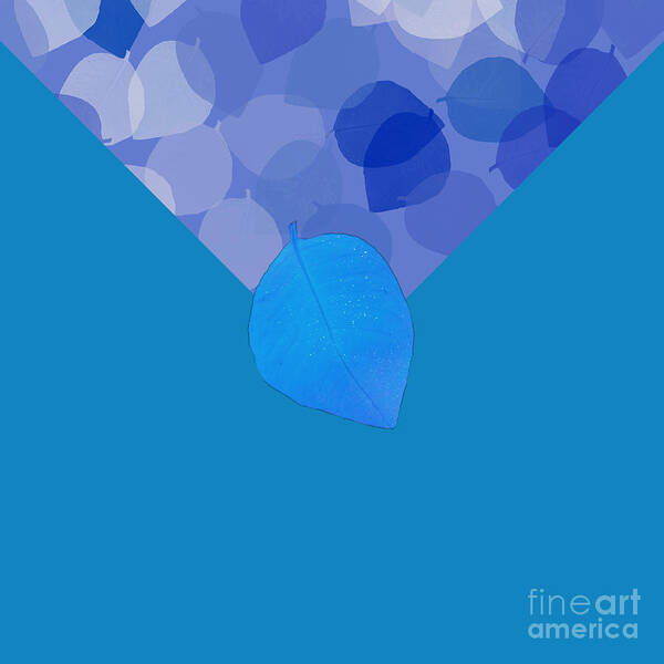 Blue Art Print featuring the digital art Blue Leaf Collage Design for Bags by Delynn Addams