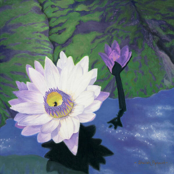 Blue Art Print featuring the painting Blue Moon Lotus by Sheilah Renaud