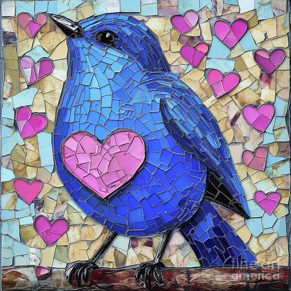 Bluebird Art Print featuring the painting Bluebird Love by Tina LeCour