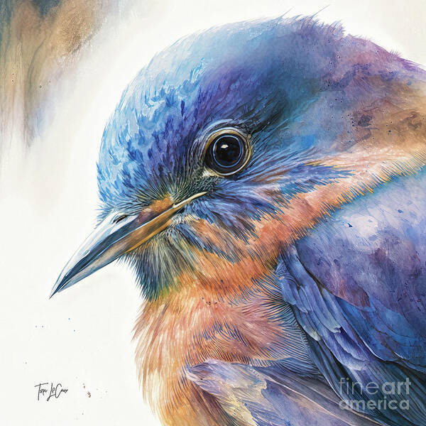 Eastern Bluebird Art Print featuring the painting Bluebird Portrait by Tina LeCour
