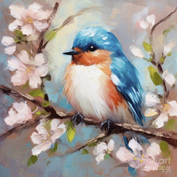 Bluebird Art Print featuring the painting Bountiful Bluebird by Tina LeCour