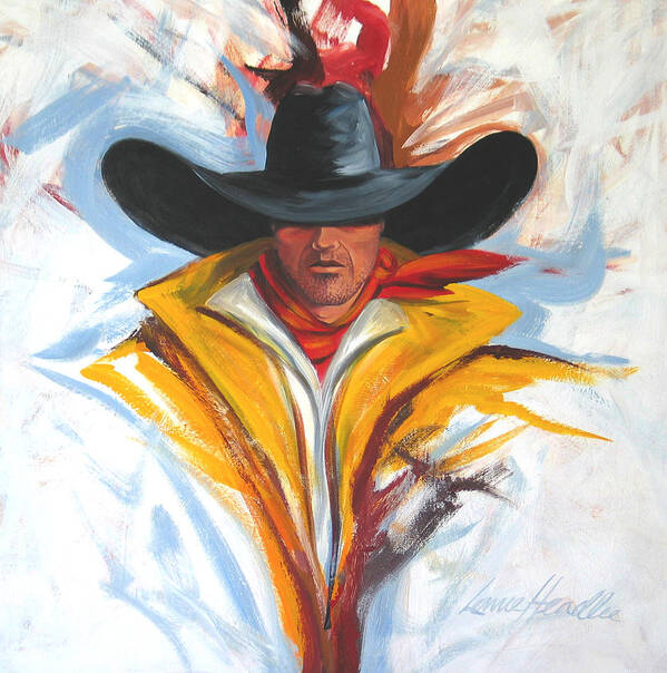 Horses Art Art Print featuring the painting Brushstroke Cowboy by Lance Headlee