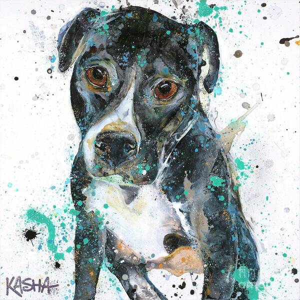 Black Dog Art Print featuring the painting Bubba by Kasha Ritter