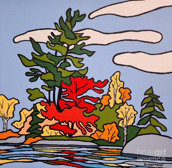 Trees Art Print featuring the painting Buckthorn Lake by Petra Burgmann