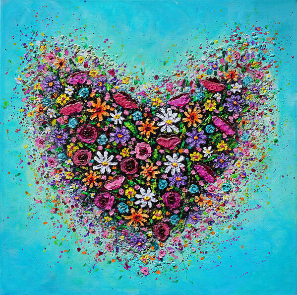 Heart Art Print featuring the painting Bursting with Love by Amanda Dagg