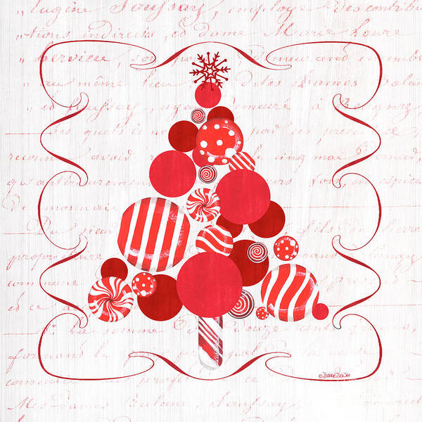 #faaAdWordsBest Art Print featuring the painting Candy Cane Christmas Tree by Debbie DeWitt
