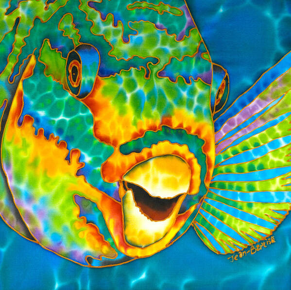 Diving Art Print featuring the painting Caribbean Queen Parrotfish by Daniel Jean-Baptiste