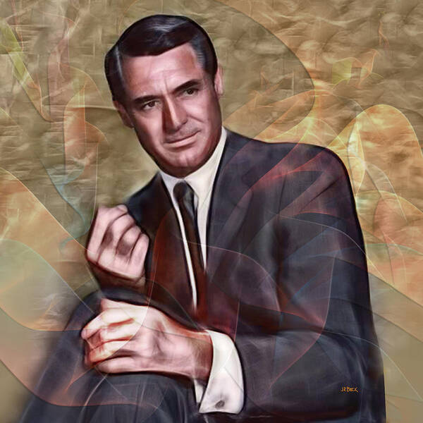 Cary Grant Art Print featuring the digital art Cary Grant - Square Version by Studio B Prints
