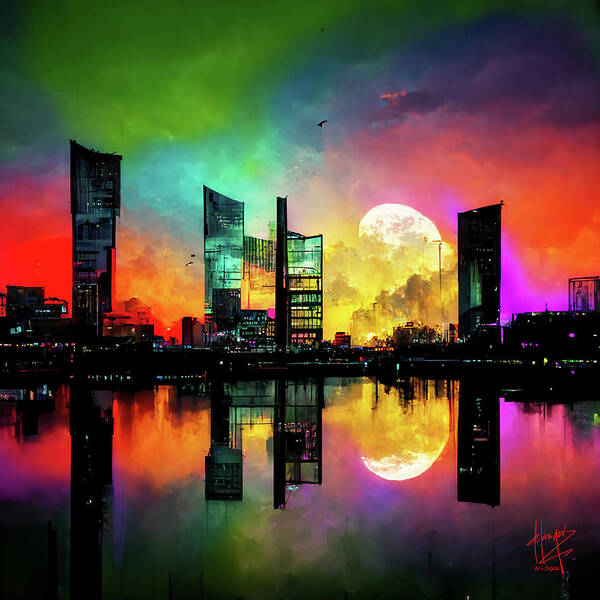 Celestial Art Print featuring the digital art Celestial City 2 by DC Langer
